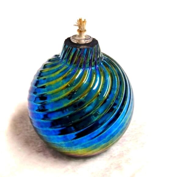 Vintage 1980's Artisan "Glass Eye Studio" Beautiful Iridescent Oil Fille… - Picture 2 of 9